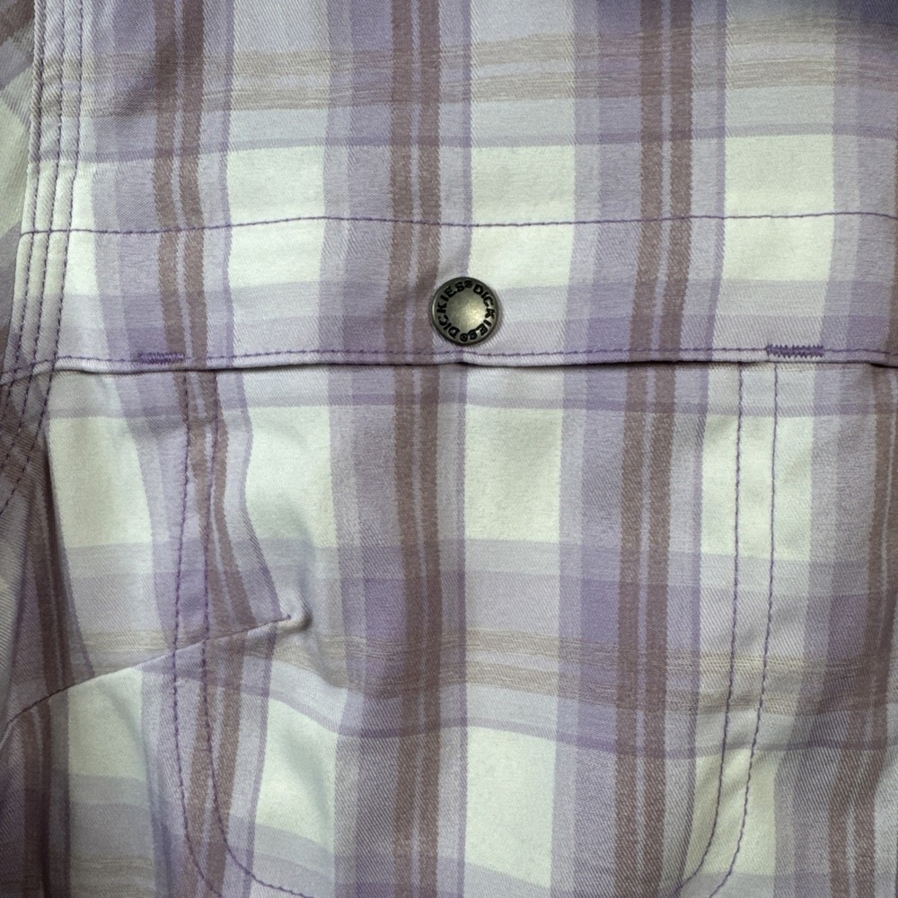 Dickies Snap Shirt Womens M Purple Plaid Cooling Utility Workwear NWT - Picture 4 of 14